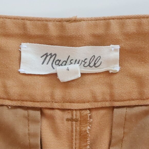 Madewell Camel Tan Cotton Pleated Taper Wide Leg High Waist Slouchy Pants Size 4 - Picture 7 of 12